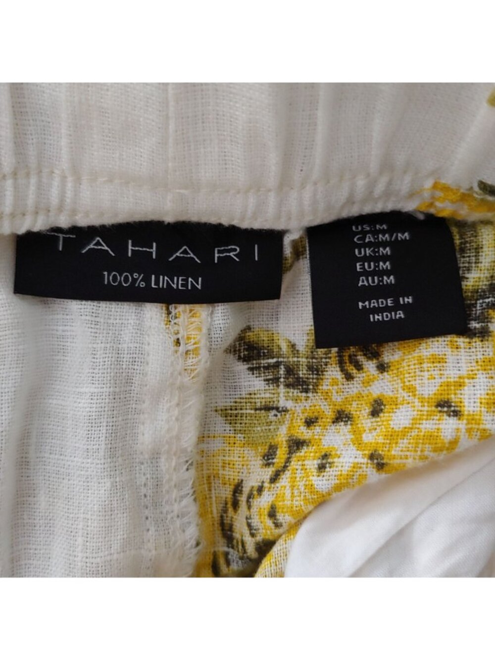 Tahari Womens Linen Pants Pineapple Print Elastic Waist Summer Beach Resort M - Picture 9 of 10